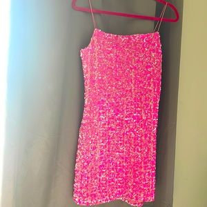 Pink sequins dress size L very lightly worn only once